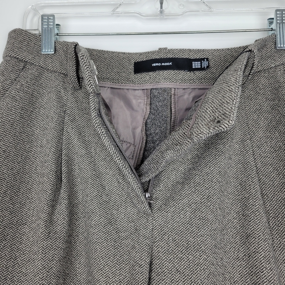 NWT Vero Moda VMPIA Straight Herringbone Pant in Light Grey Size 6 - Picture 9 of 12